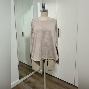 Live Love Lounge Beige Knit Long Sleeve Cozy Sweatshirt Top Women’s XXL